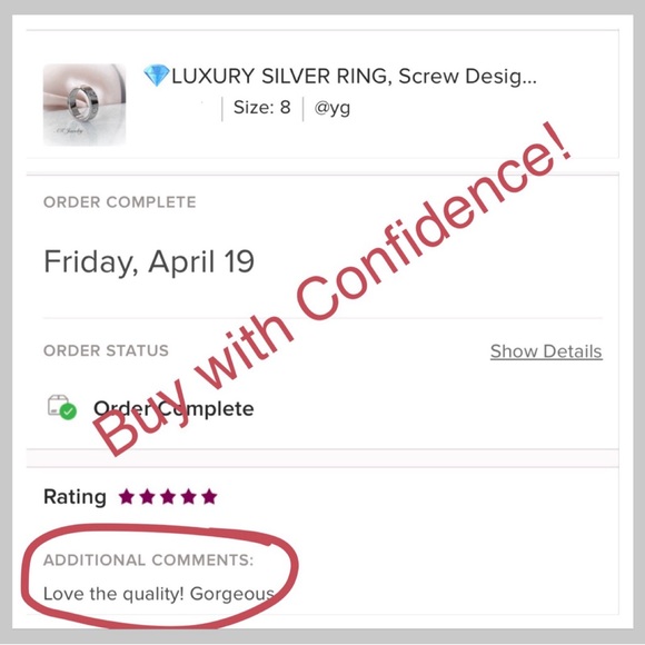 💎LUXURY MEDIUM WIDTH SILVER RING, Screw Design - Picture 6 of 6